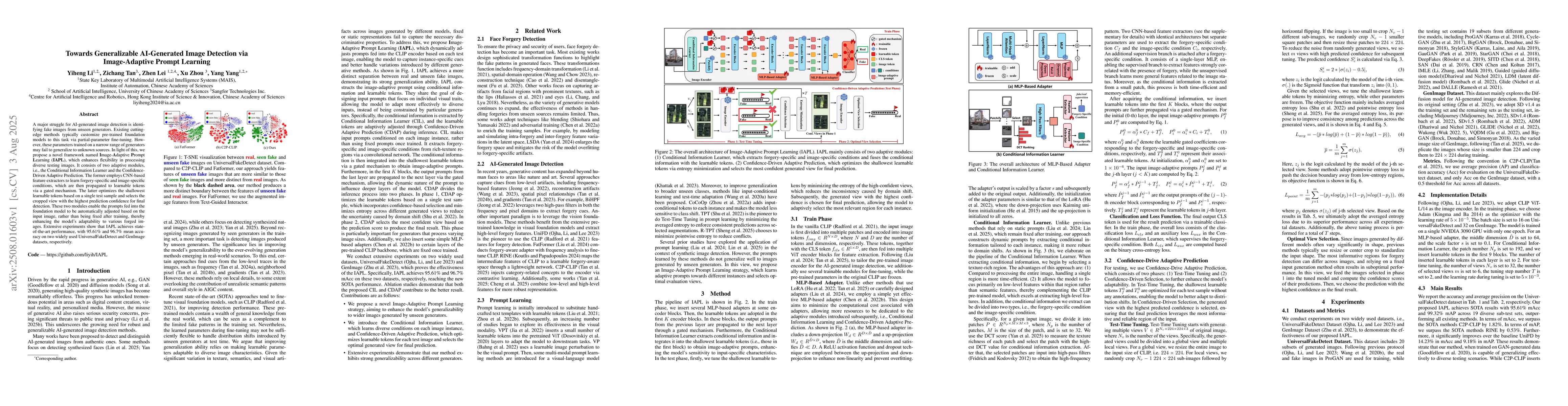 Thumbnail for Towards Generalizable AI-Generated Image Detection via Image-Adaptive
  Prompt Learning