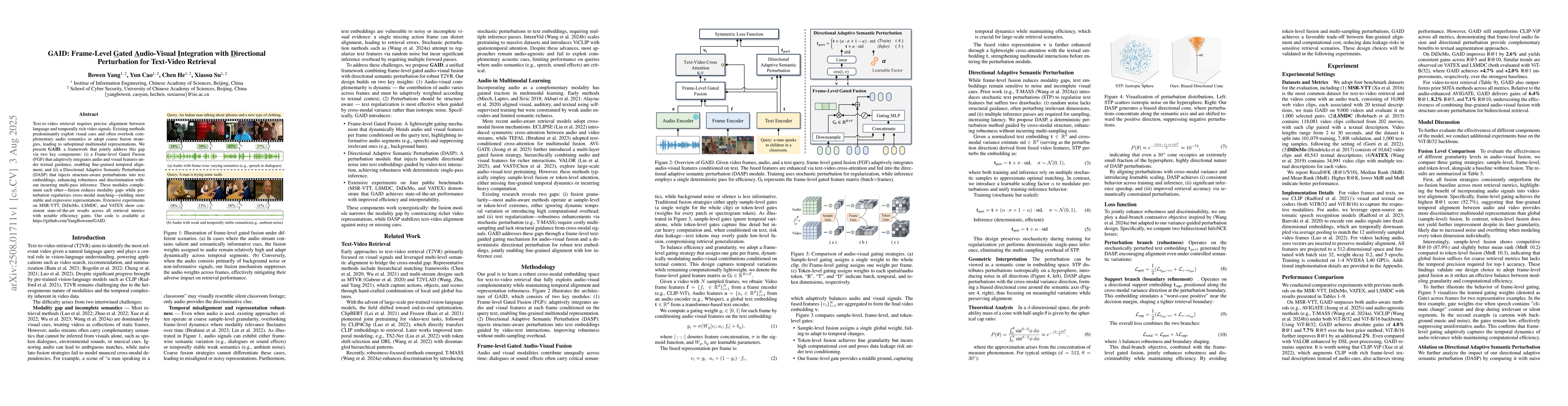 Thumbnail for GAID: Frame-Level Gated Audio-Visual Integration with Directional
  Perturbation for Text-Video Retrieval