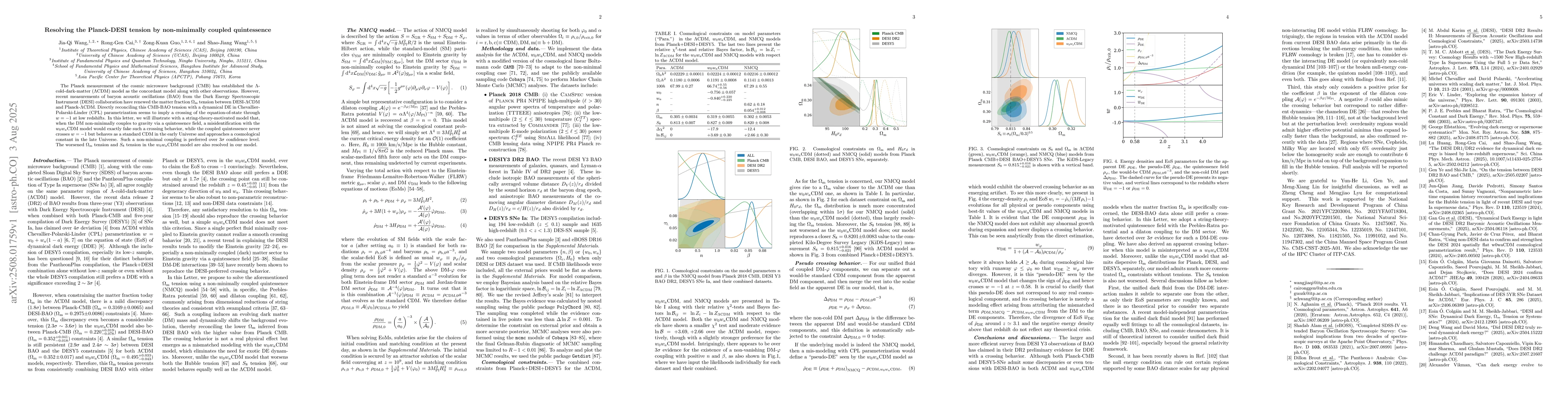 Thumbnail for Resolving the Planck-DESI tension by non-minimally coupled quintessence