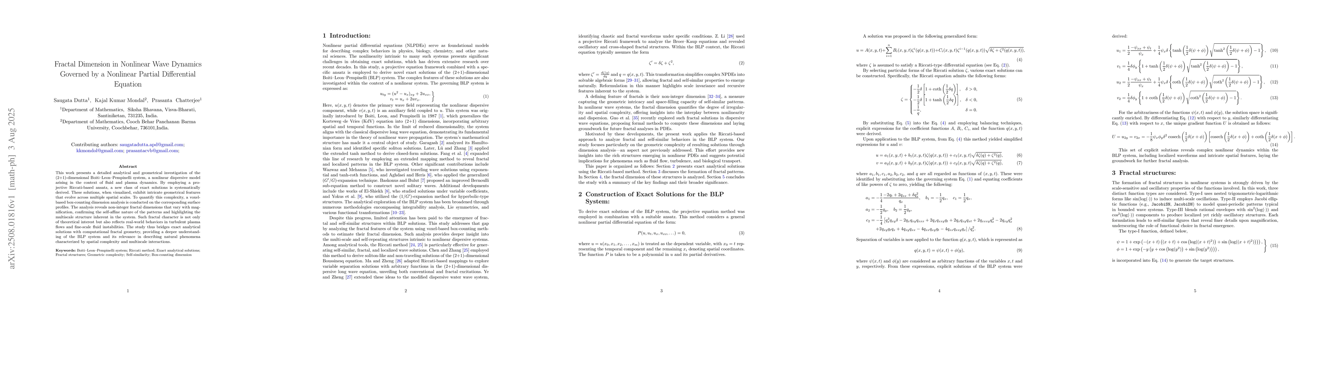 Thumbnail for Fractal Dimension in Nonlinear Wave Dynamics Governed by a Nonlinear
  Partial Differential Equation