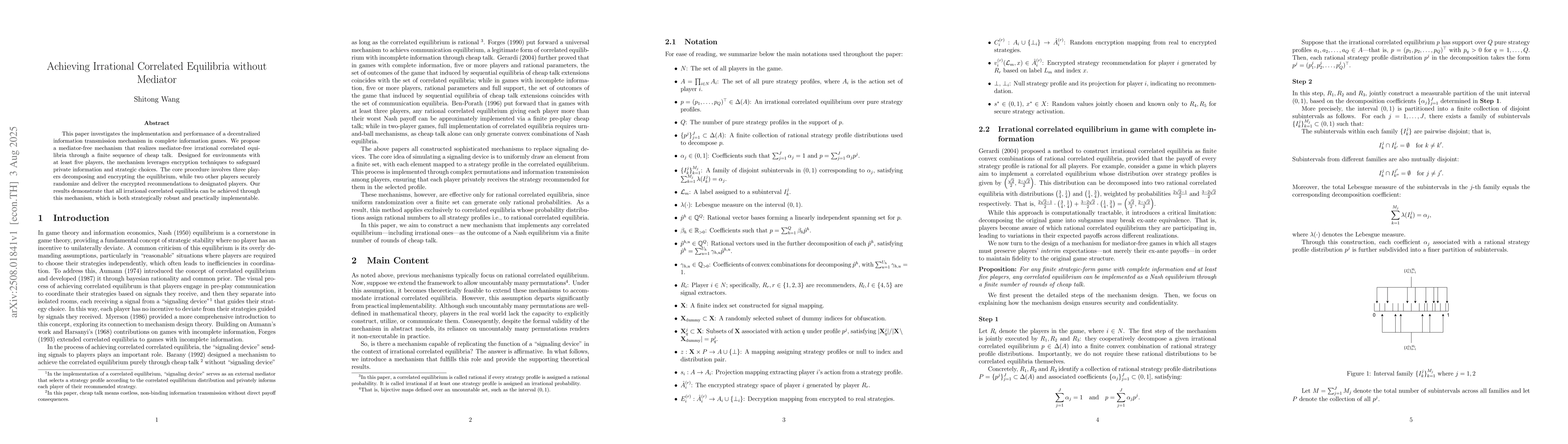 Thumbnail for Achieving Irrational Correlated Equilibria without Mediator