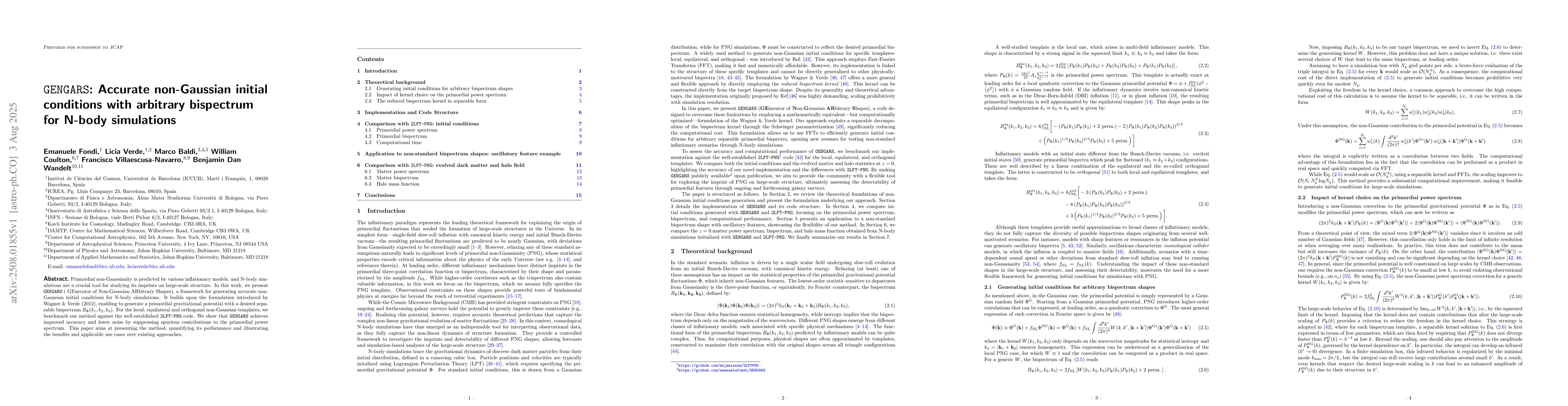 Thumbnail for $\texttt{GENGARS}$: Accurate non-Gaussian initial conditions with
  arbitrary bispectrum for N-body simulations