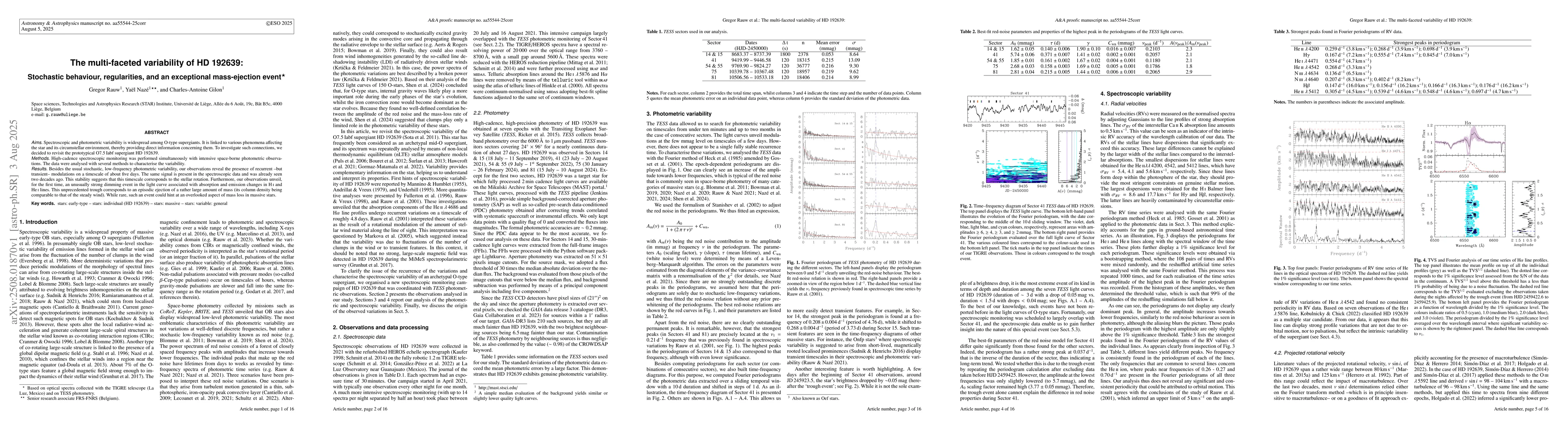 Thumbnail for The multi-faceted variability of HD 192639: Stochastic behaviour,
  regularities, and an exceptional mass-ejection event