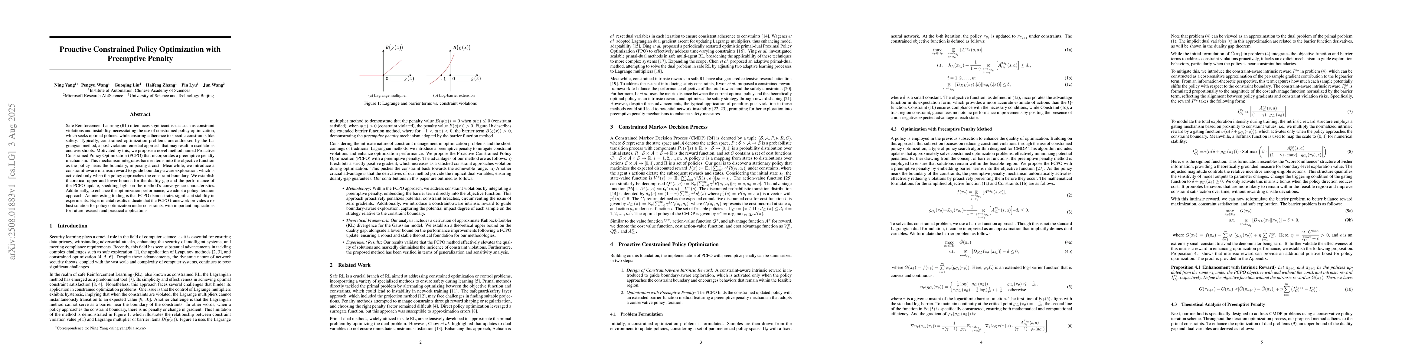 Thumbnail for Proactive Constrained Policy Optimization with Preemptive Penalty