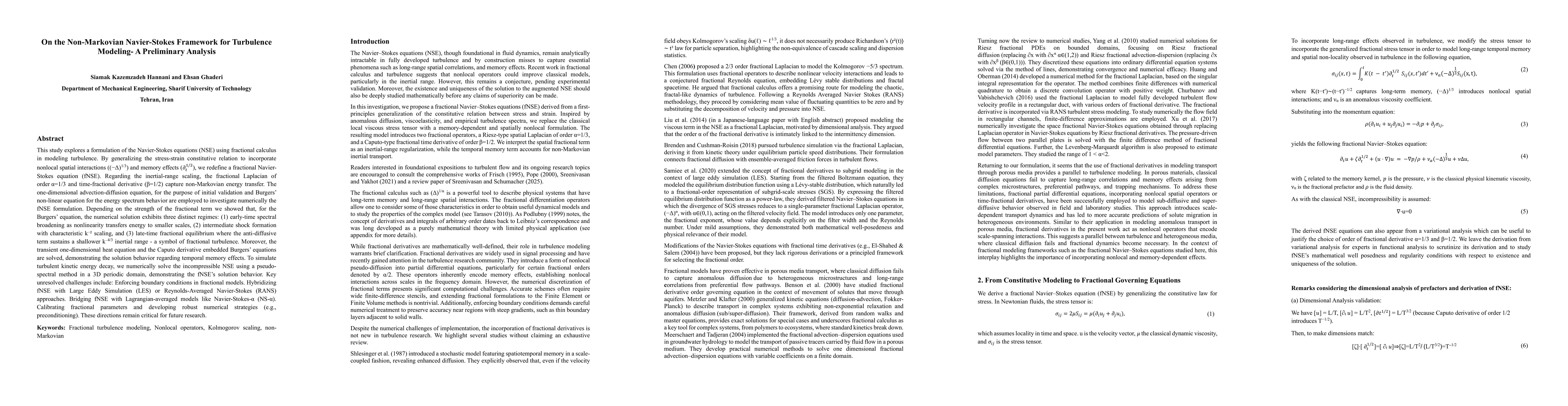 Thumbnail for On the Non-Markovian Navier-Stokes Framework for Turbulence Modeling --
  A Preliminary Analysis