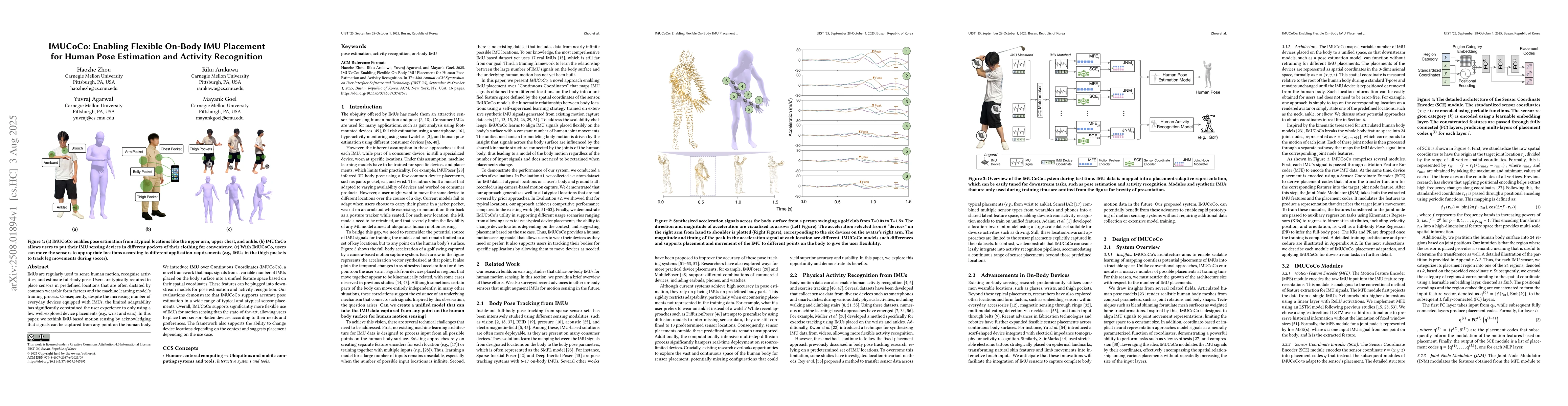Thumbnail for IMUCoCo: Enabling Flexible On-Body IMU Placement for Human Pose
  Estimation and Activity Recognition