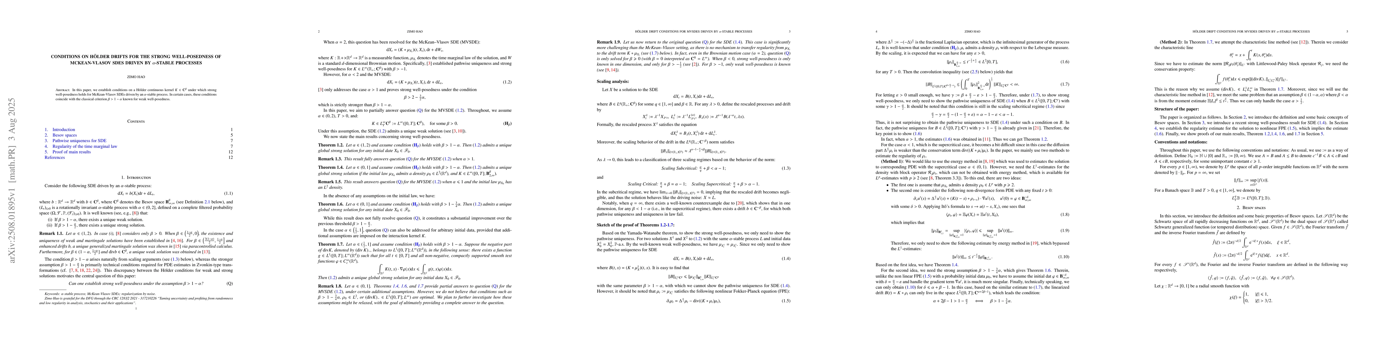 Thumbnail for Conditions on Hölder drifts for the strong well-posedness of
  McKean-Vlasov SDEs driven by $α$-stable processes