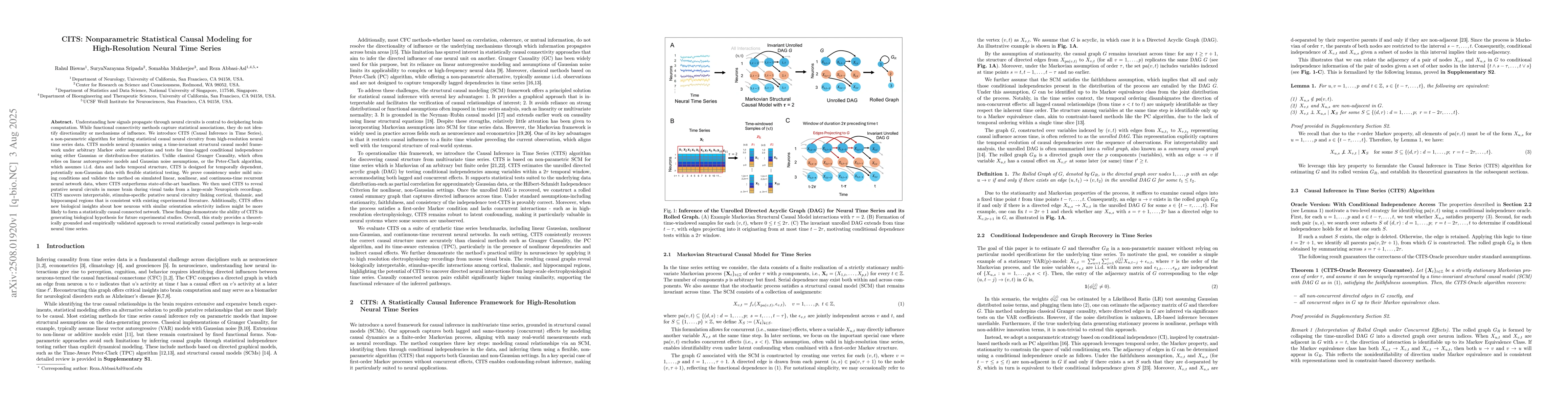 Thumbnail for CITS: Nonparametric Statistical Causal Modeling for High-Resolution
  Neural Time Series