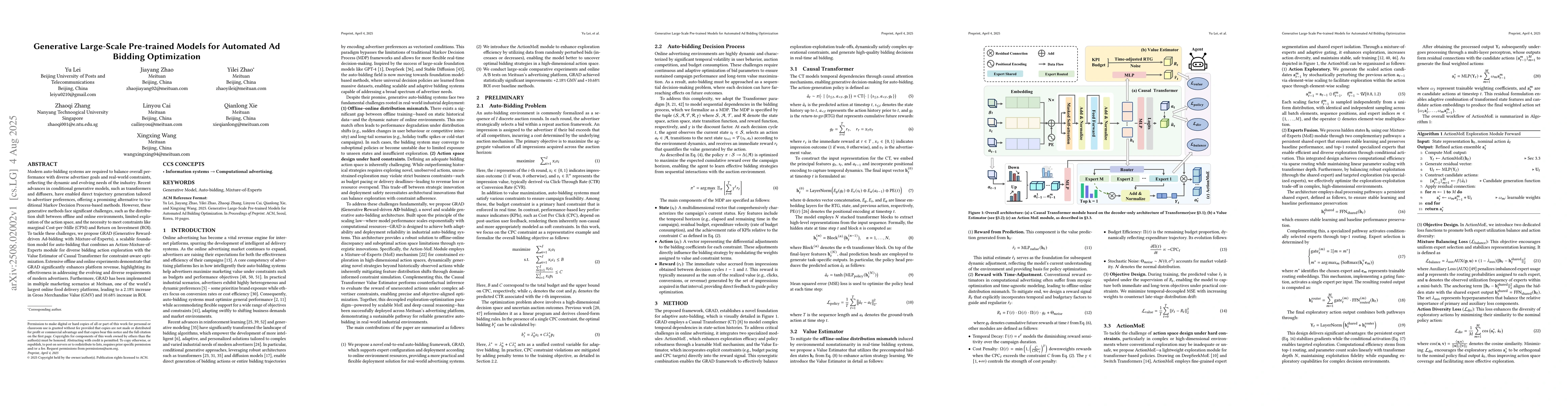 Thumbnail for Generative Large-Scale Pre-trained Models for Automated Ad Bidding
  Optimization