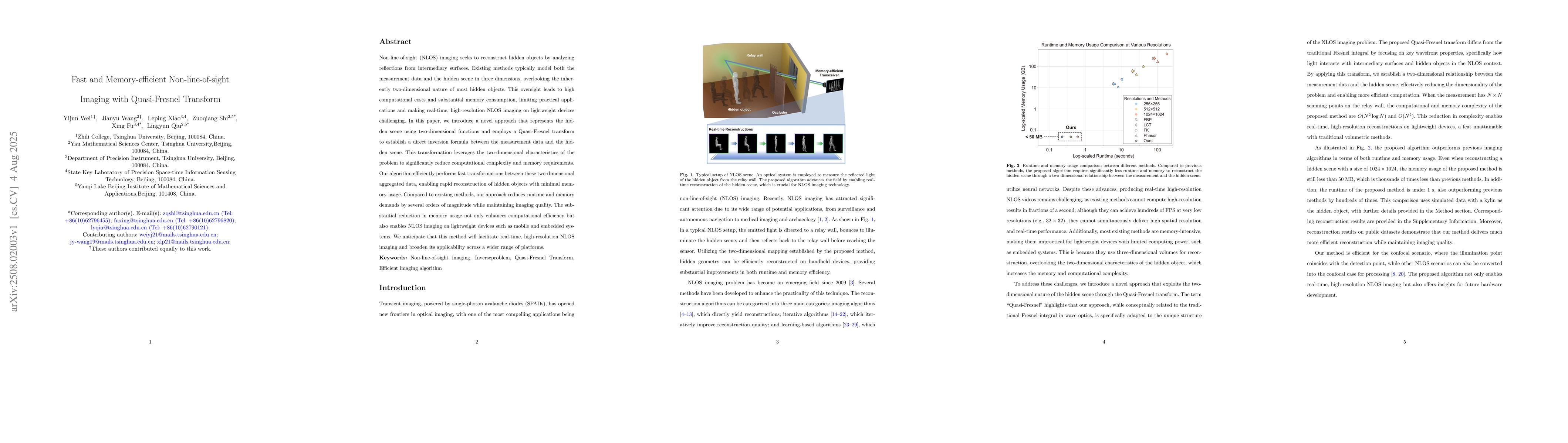 Thumbnail for Fast and Memory-efficient Non-line-of-sight Imaging with Quasi-Fresnel
  Transform