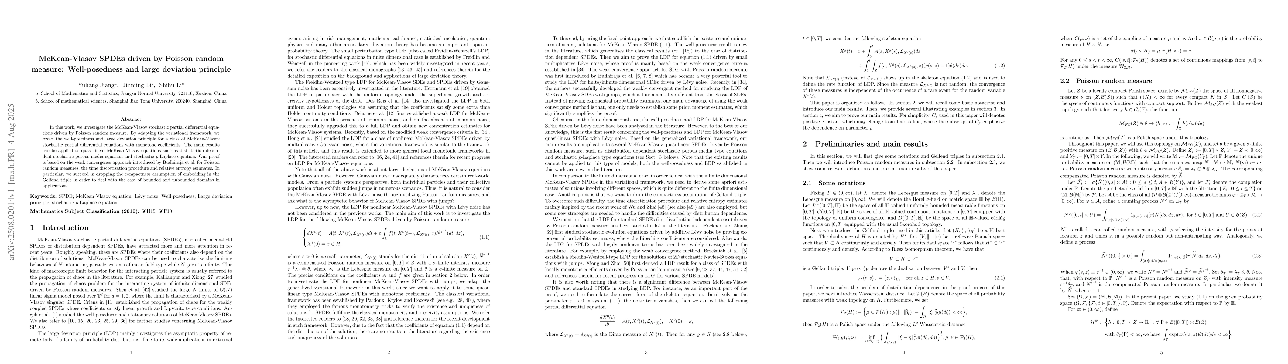 Thumbnail for McKean-Vlasov SPDEs driven by Poisson random measure: Well-posedness and
  large deviation principle