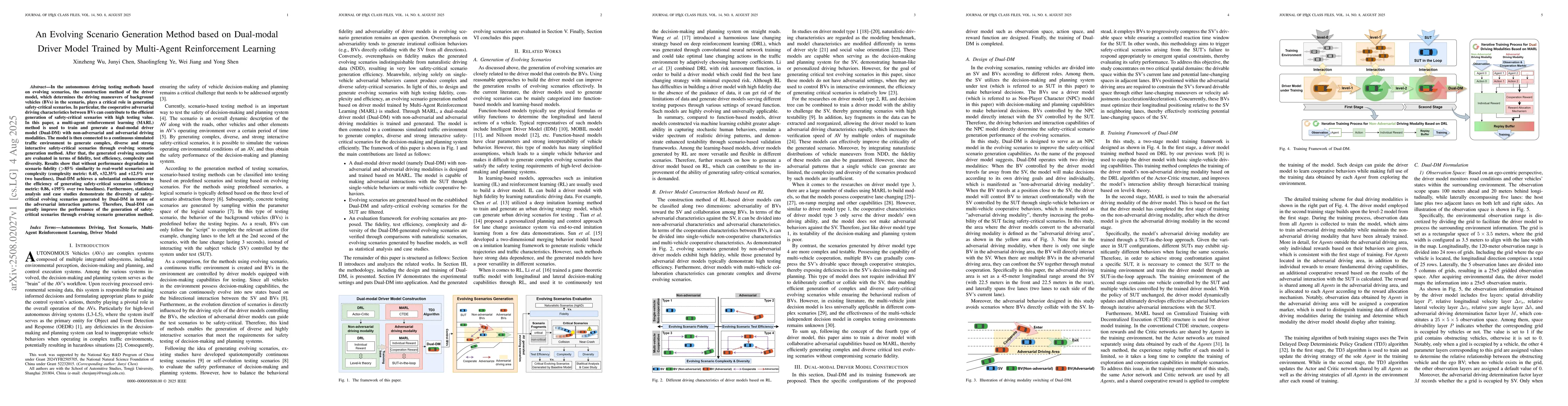 Thumbnail for An Evolving Scenario Generation Method based on Dual-modal Driver Model
  Trained by Multi-Agent Reinforcement Learning