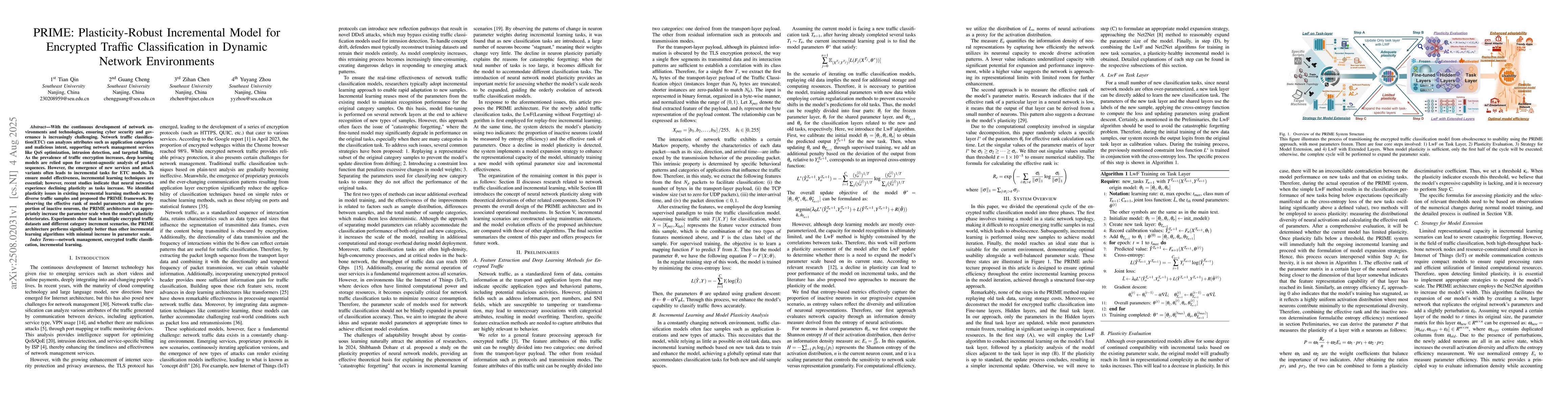 Thumbnail for PRIME: Plasticity-Robust Incremental Model for Encrypted Traffic
  Classification in Dynamic Network Environments