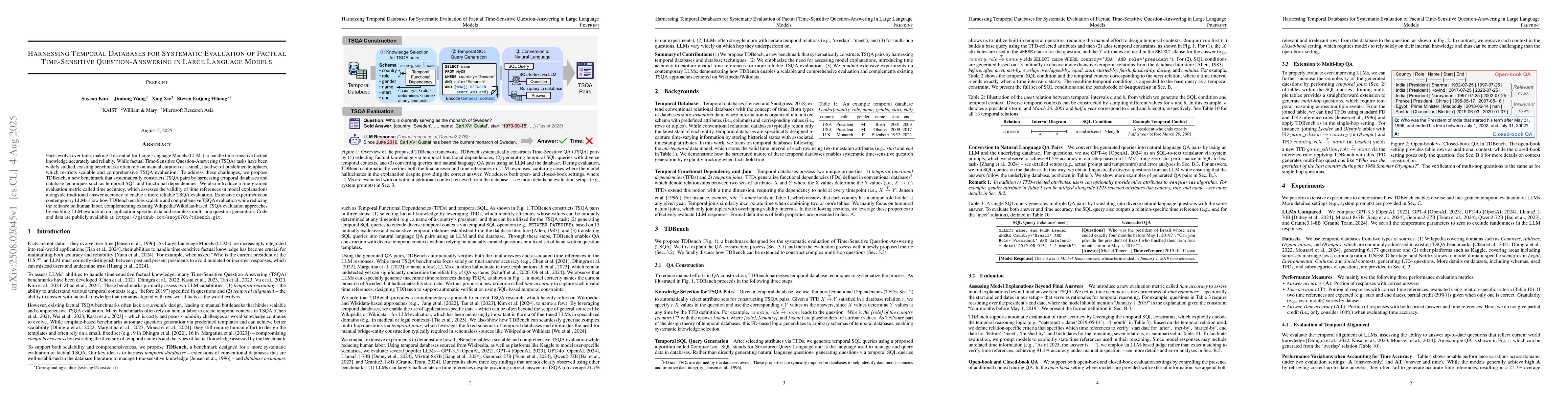 Thumbnail for Harnessing Temporal Databases for Systematic Evaluation of Factual
  Time-Sensitive Question-Answering in Large Language Models