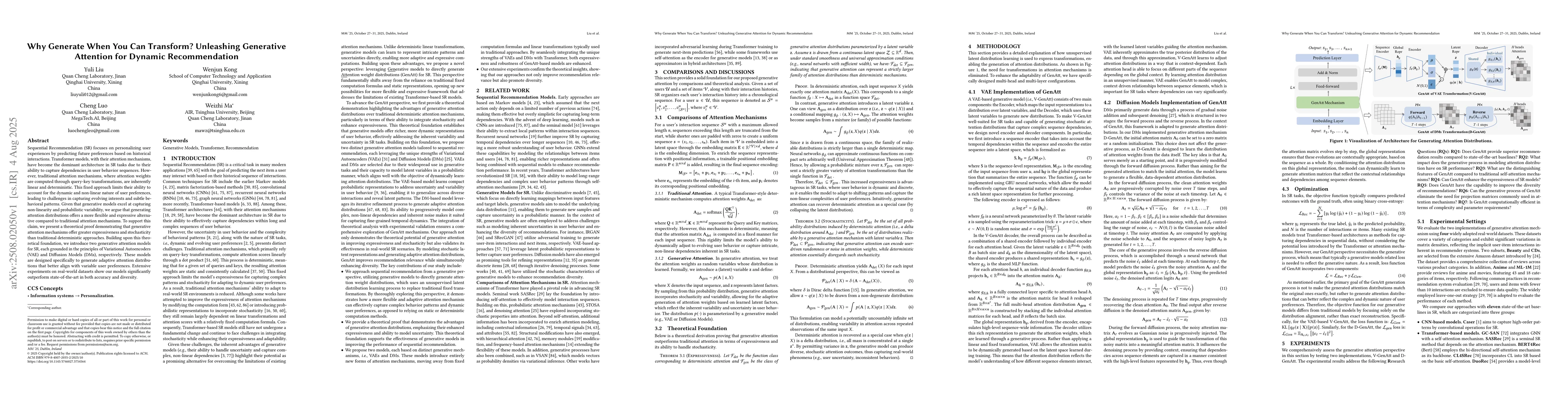 Thumbnail for Why Generate When You Can Transform? Unleashing Generative Attention for
  Dynamic Recommendation