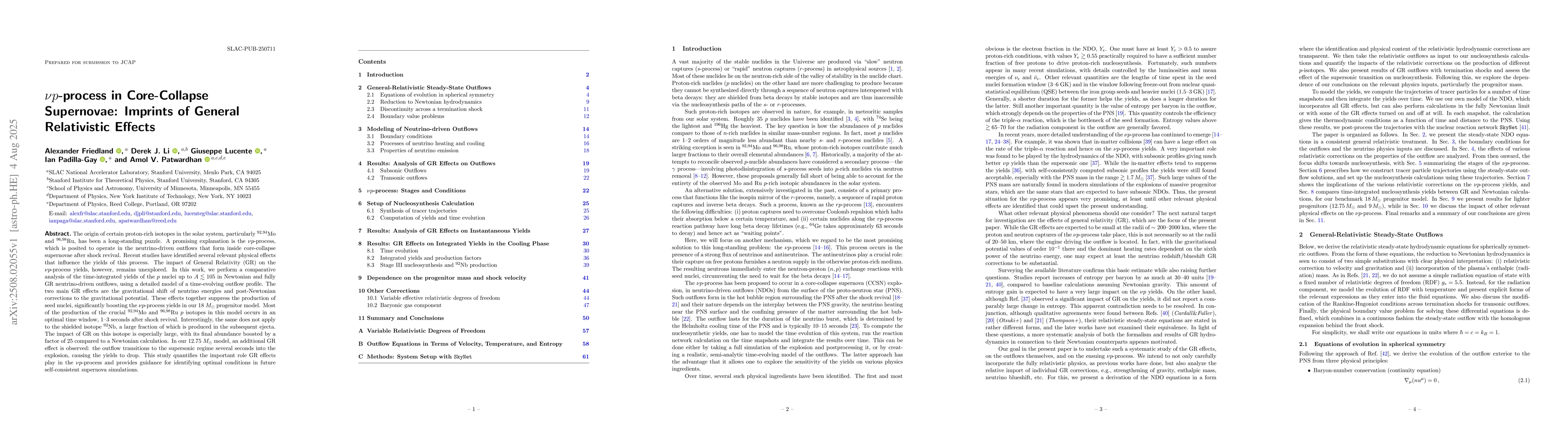Thumbnail for $νp$-process in Core-Collapse Supernovae: Imprints of General
  Relativistic Effects