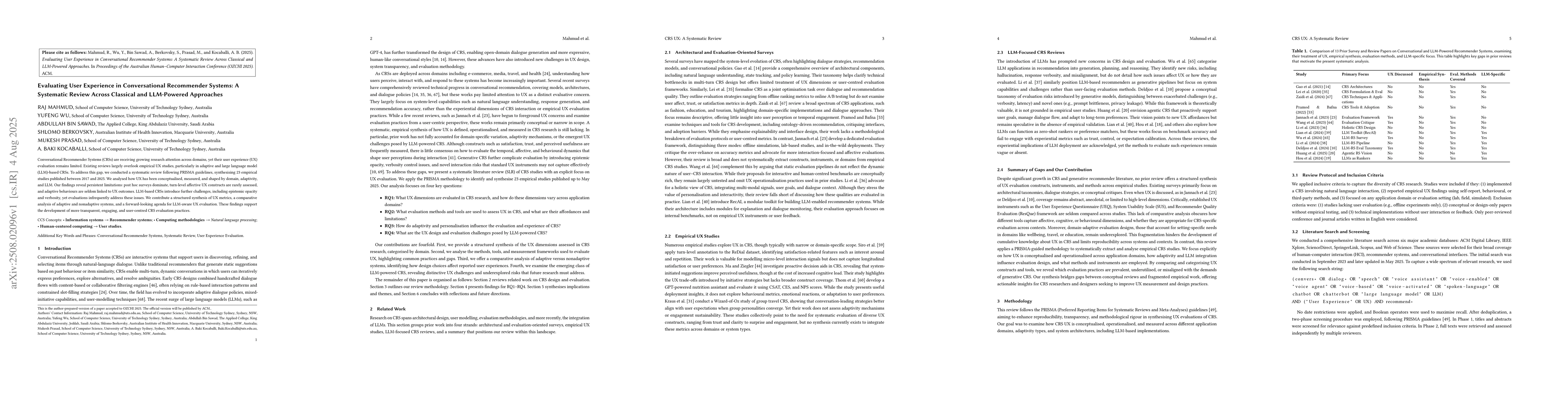 Thumbnail for Evaluating User Experience in Conversational Recommender Systems: A
  Systematic Review Across Classical and LLM-Powered Approaches