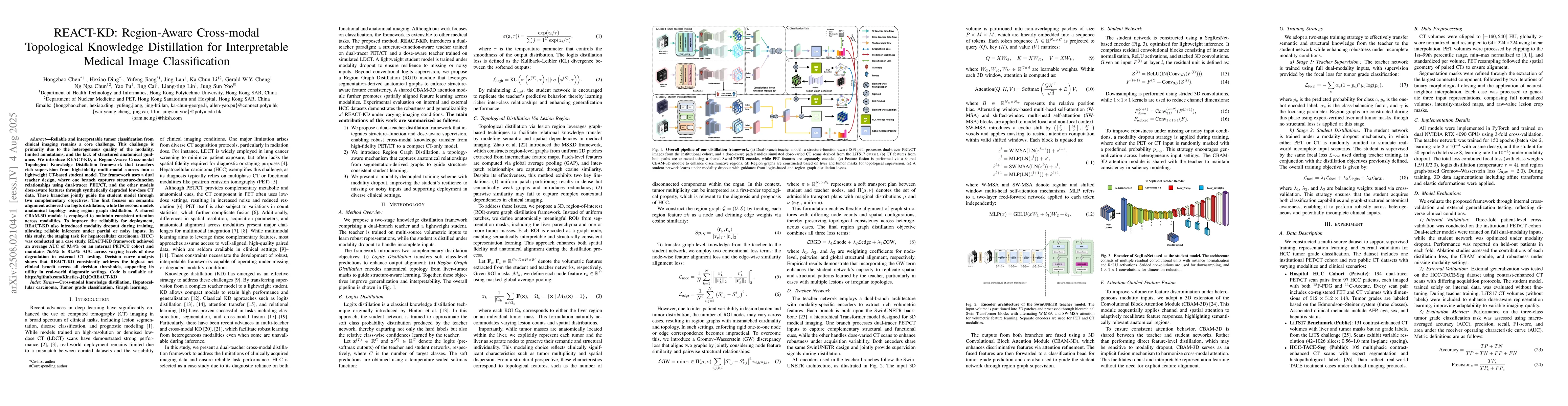 Thumbnail for REACT-KD: Region-Aware Cross-modal Topological Knowledge Distillation
  for Interpretable Medical Image Classification