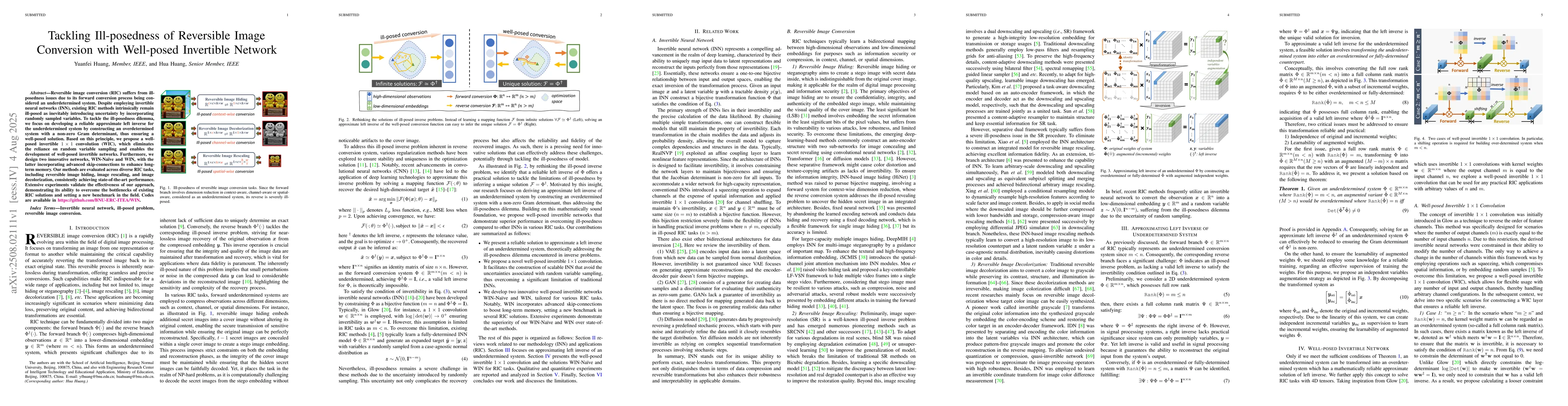 Thumbnail for Tackling Ill-posedness of Reversible Image Conversion with Well-posed
  Invertible Network