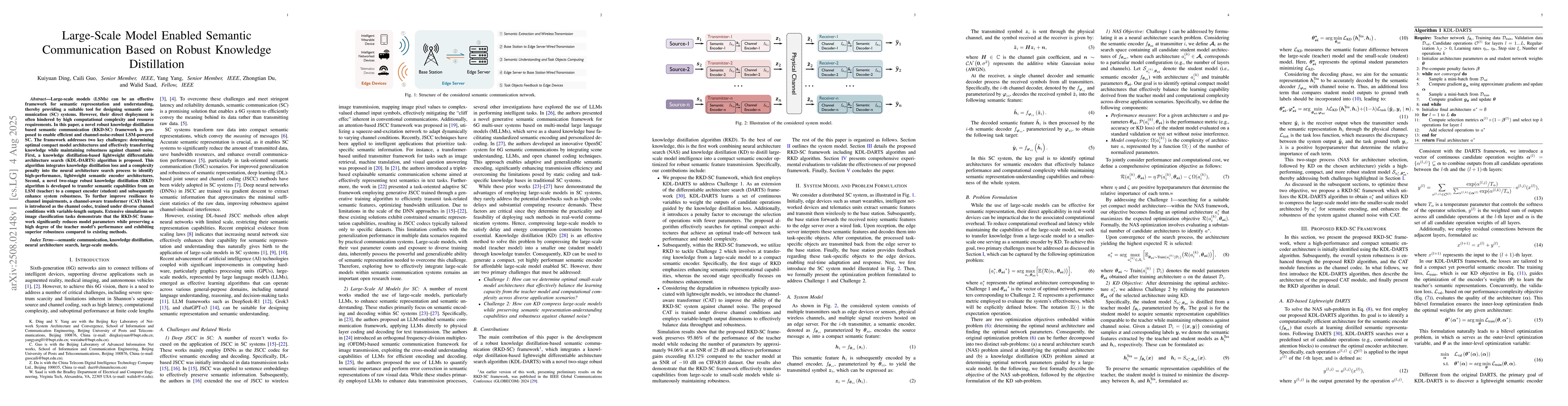 Thumbnail for Large-Scale Model Enabled Semantic Communication Based on Robust
  Knowledge Distillation