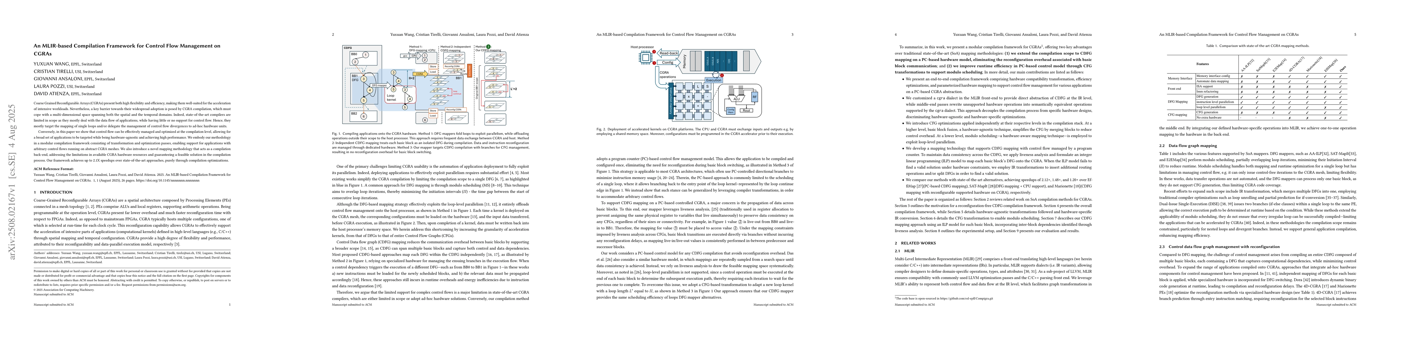Thumbnail for An MLIR-based Compilation Framework for Control Flow Management on CGRAs
