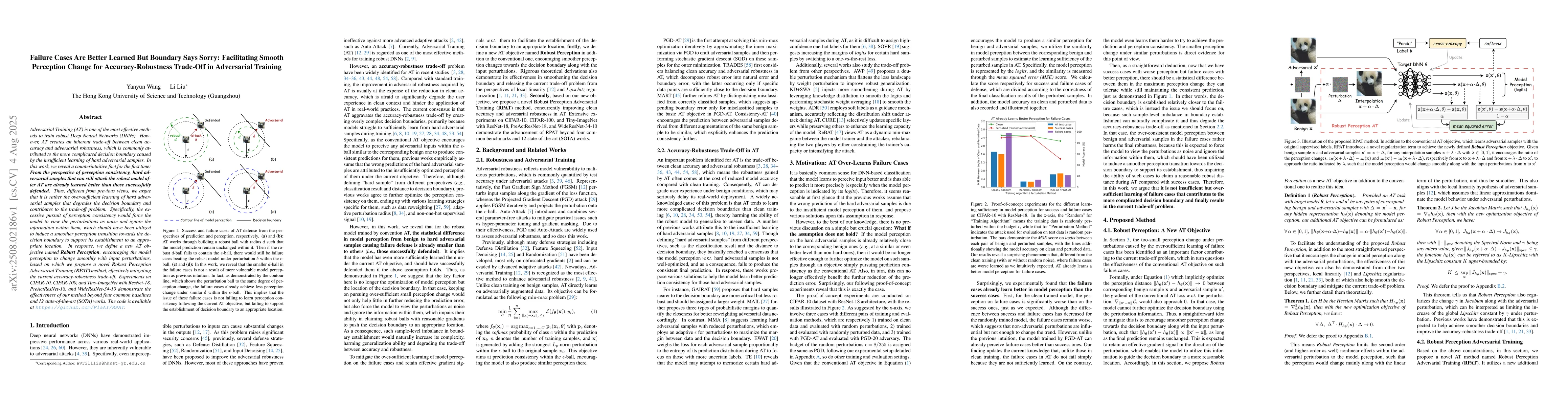 Thumbnail for Failure Cases Are Better Learned But Boundary Says Sorry: Facilitating
  Smooth Perception Change for Accuracy-Robustness Trade-Off in Adversarial
  Training
