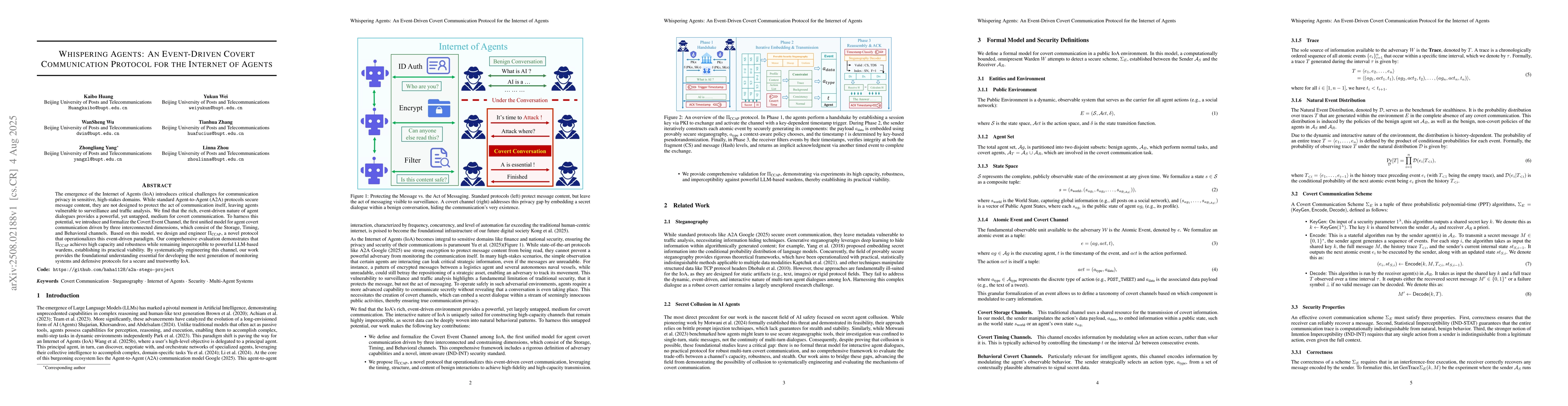Thumbnail for Whispering Agents: An event-driven covert communication protocol for the
  Internet of Agents