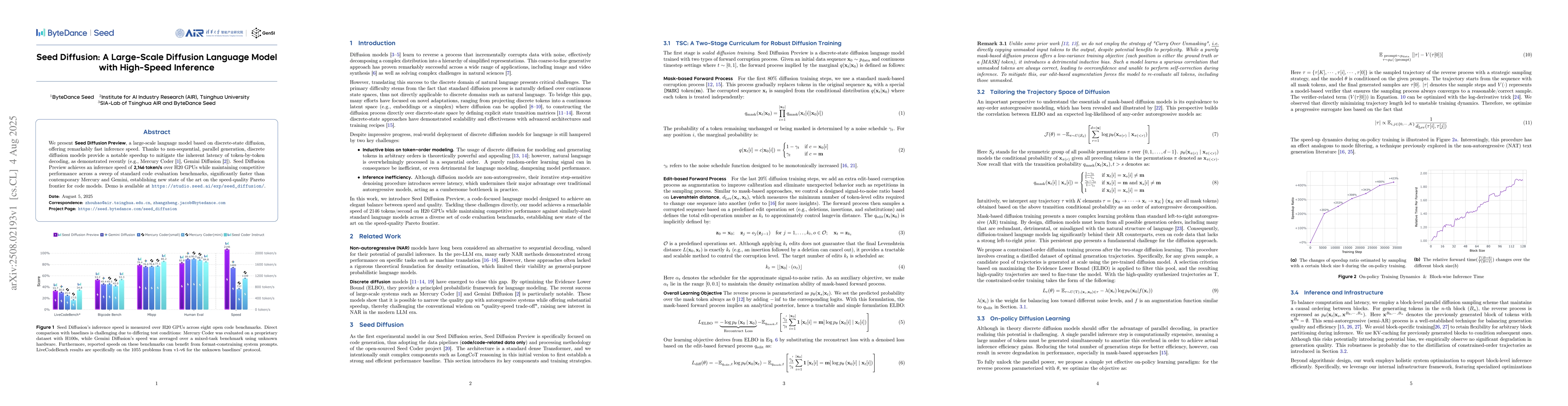 Thumbnail for Seed Diffusion: A Large-Scale Diffusion Language Model with High-Speed
  Inference