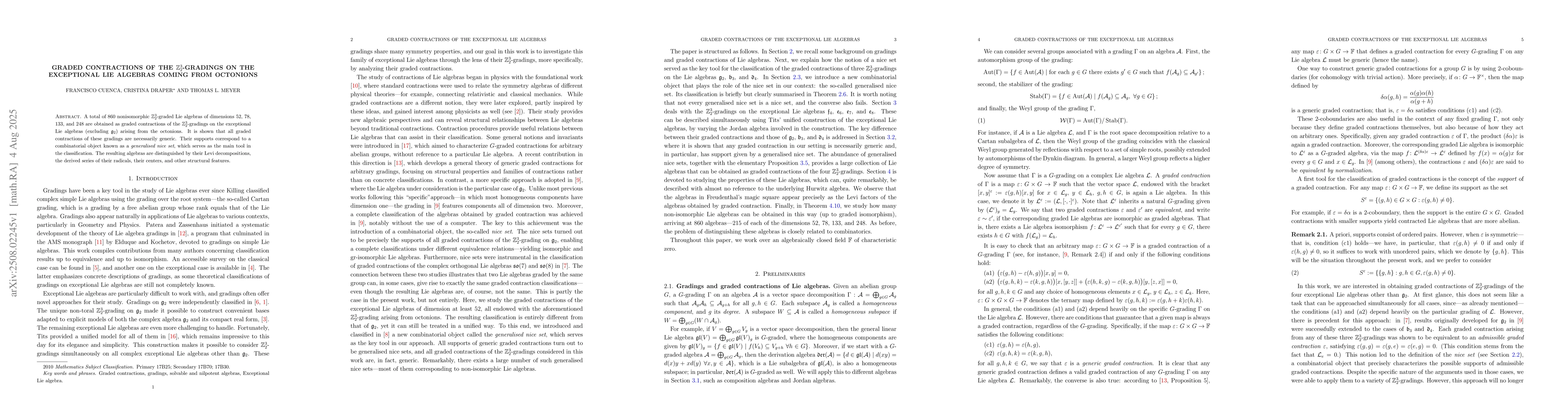 Thumbnail for Graded contractions of the $\mathbb{Z}_2^3$-gradings on the exceptional
  Lie algebras coming from octonions