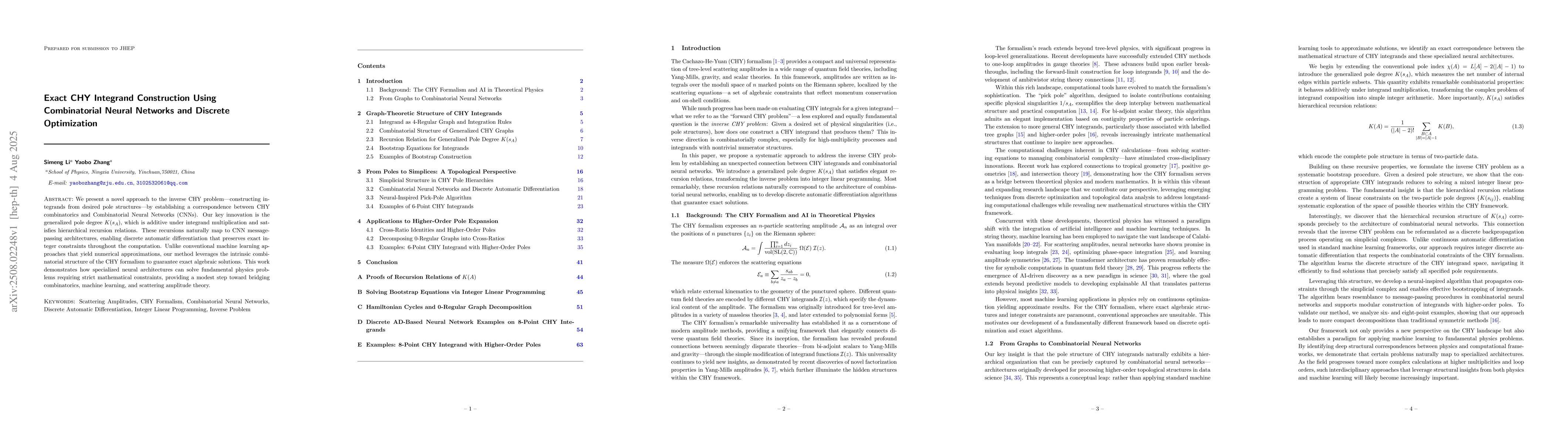 Thumbnail for Exact CHY Integrand Construction Using Combinatorial Neural Networks and
  Discrete Optimization