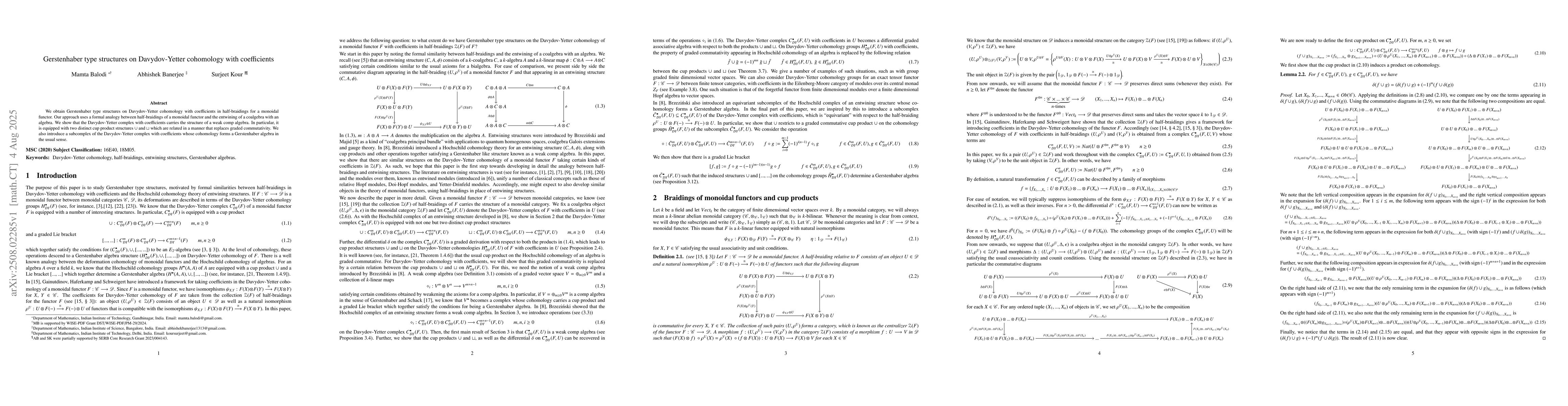 Thumbnail for Gerstenhaber type structures on Davydov-Yetter cohomology with
  coefficients