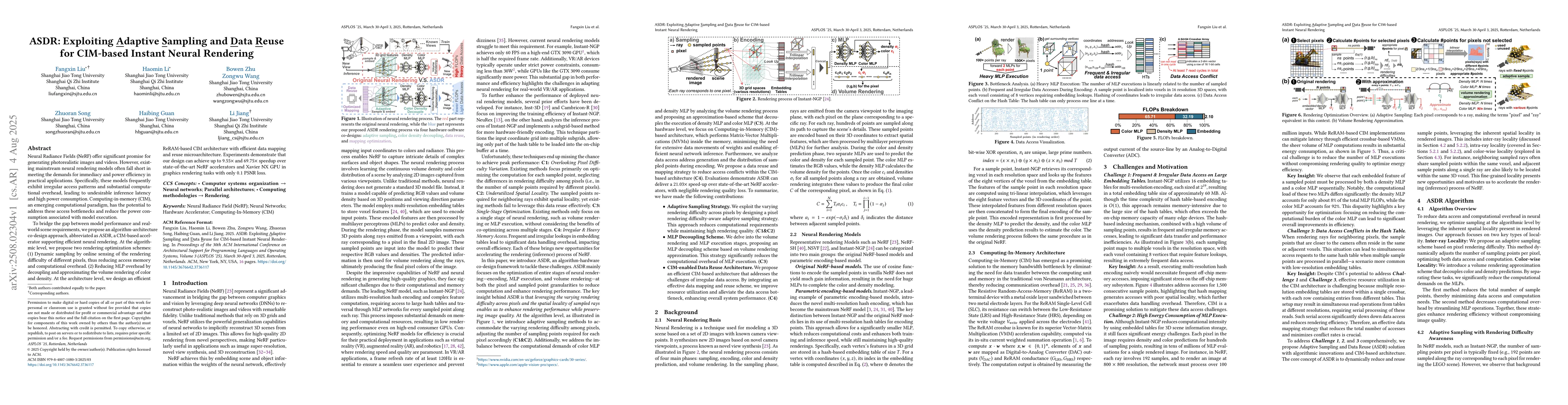 Thumbnail for ASDR: Exploiting Adaptive Sampling and Data Reuse for CIM-based Instant
  Neural Rendering