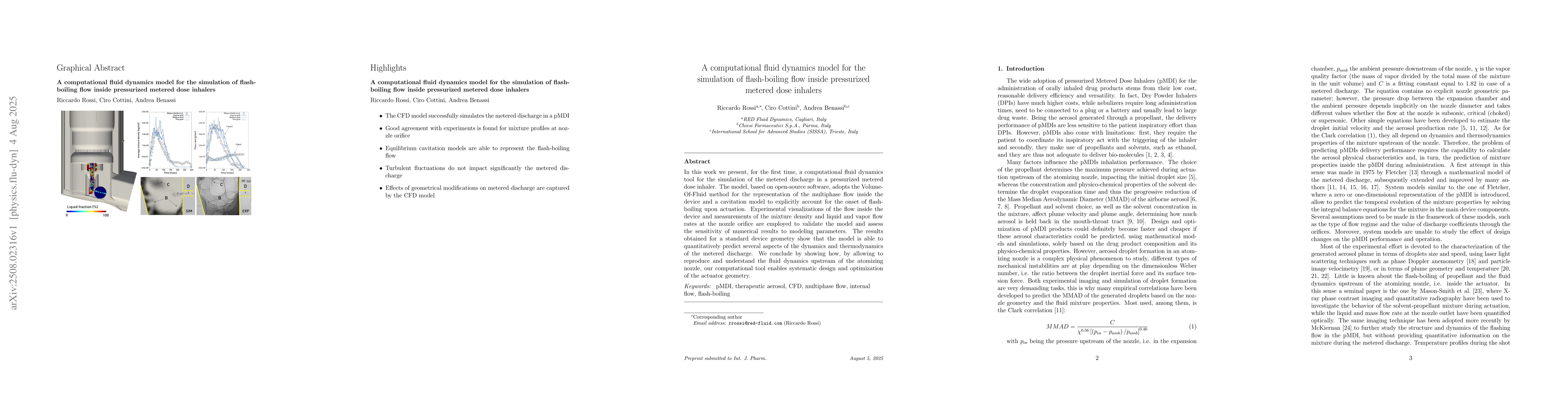 Thumbnail for A computational fluid dynamics model for the simulation of flashboiling
  flow inside pressurized metered dose inhalers