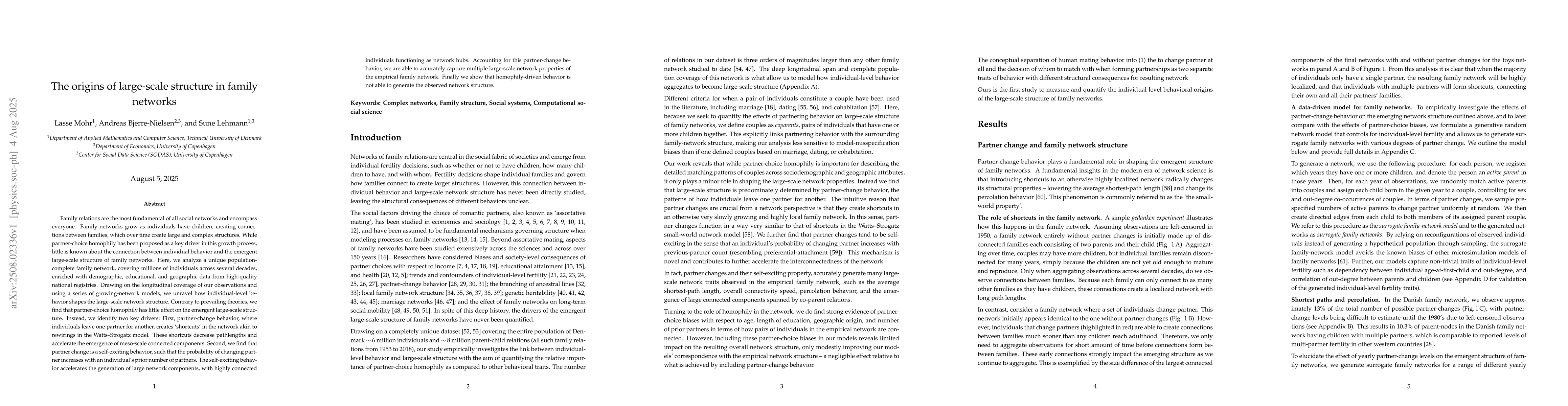 Thumbnail for The origins of large-scale structure in family networks
