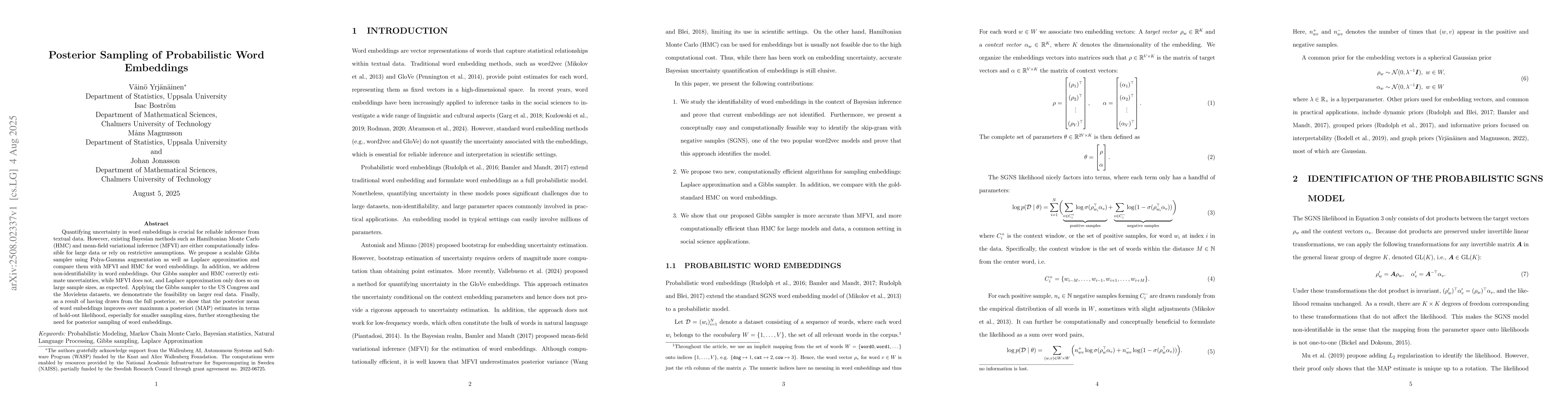 Thumbnail for Posterior Sampling of Probabilistic Word Embeddings
