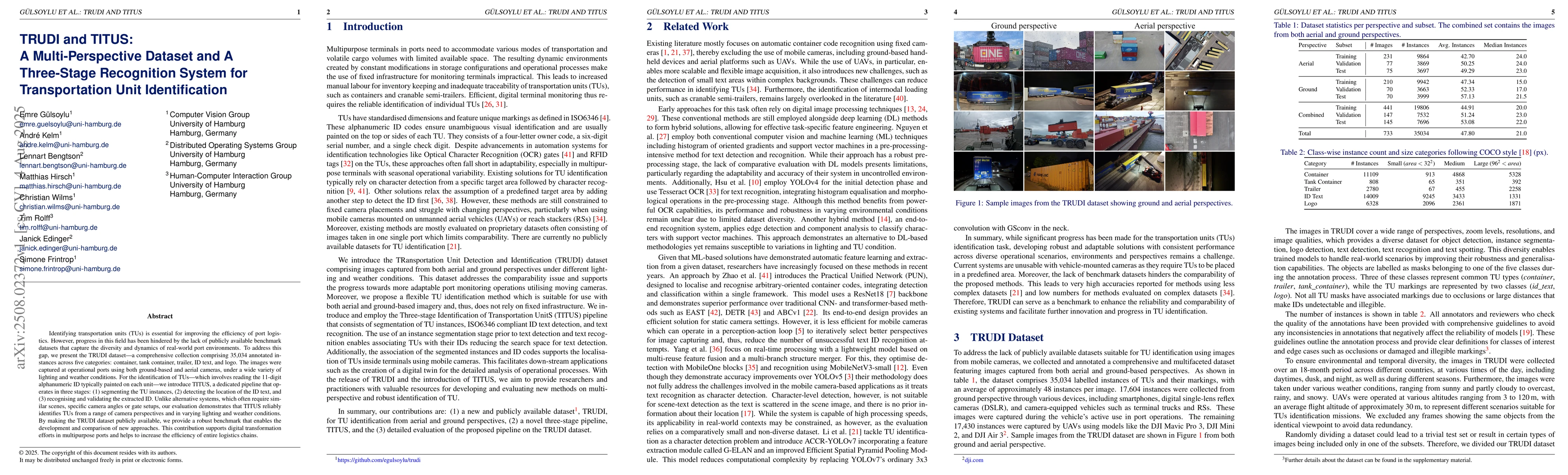 Thumbnail for TRUDI and TITUS: A Multi-Perspective Dataset and A Three-Stage
  Recognition System for Transportation Unit Identification