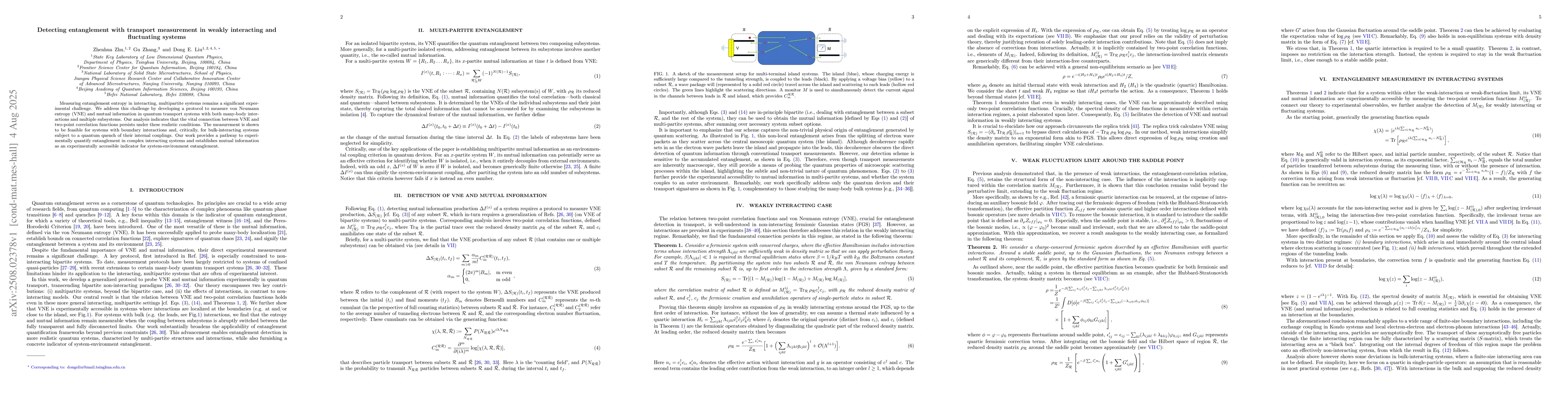 Thumbnail for Detecting entanglement with transport measurement in weakly interacting
  and fluctuating systems