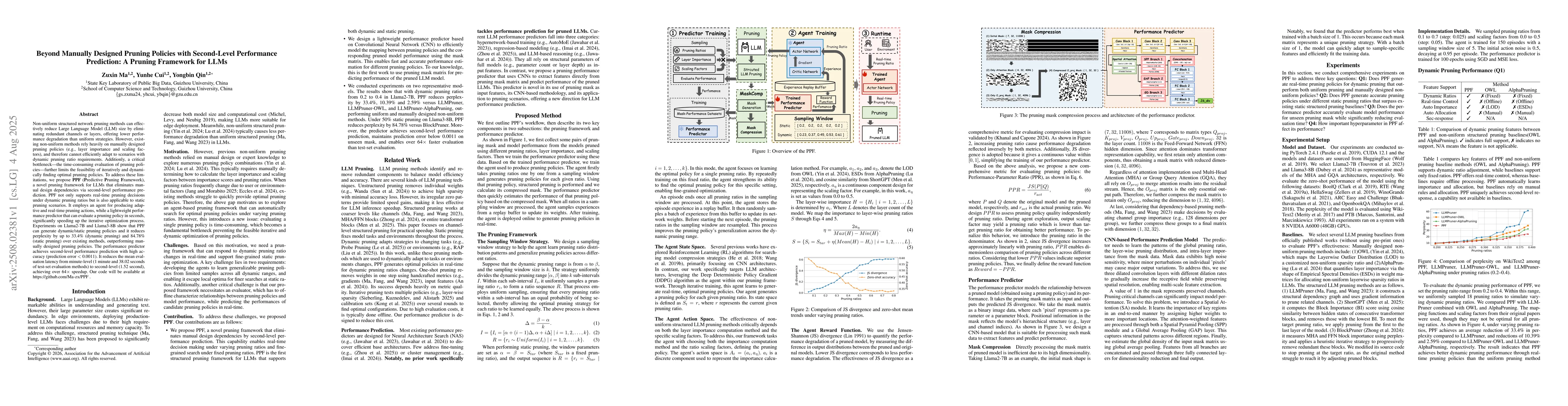 Thumbnail for Beyond Manually Designed Pruning Policies with Second-Level Performance
  Prediction: A Pruning Framework for LLMs