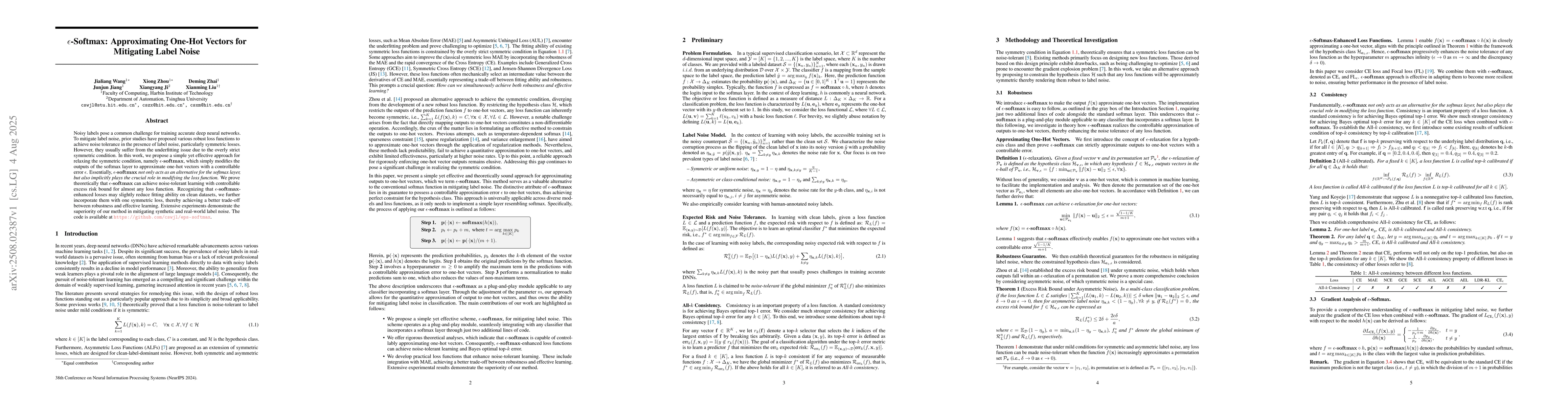 Thumbnail for $ε$-Softmax: Approximating One-Hot Vectors for Mitigating Label
  Noise
