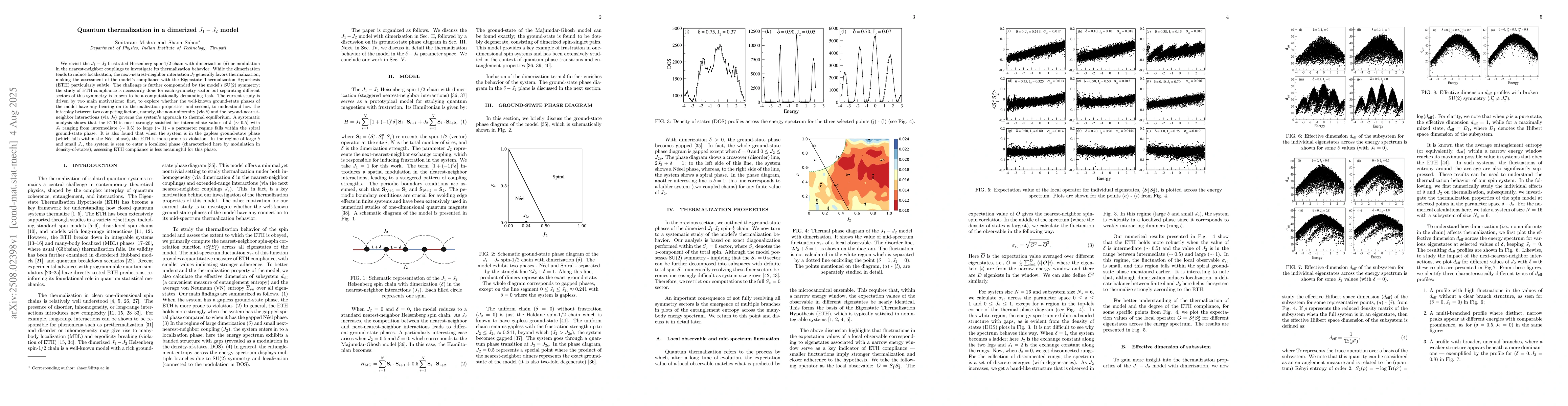 Thumbnail for Quantum thermalization in a dimerized J1-J2 model