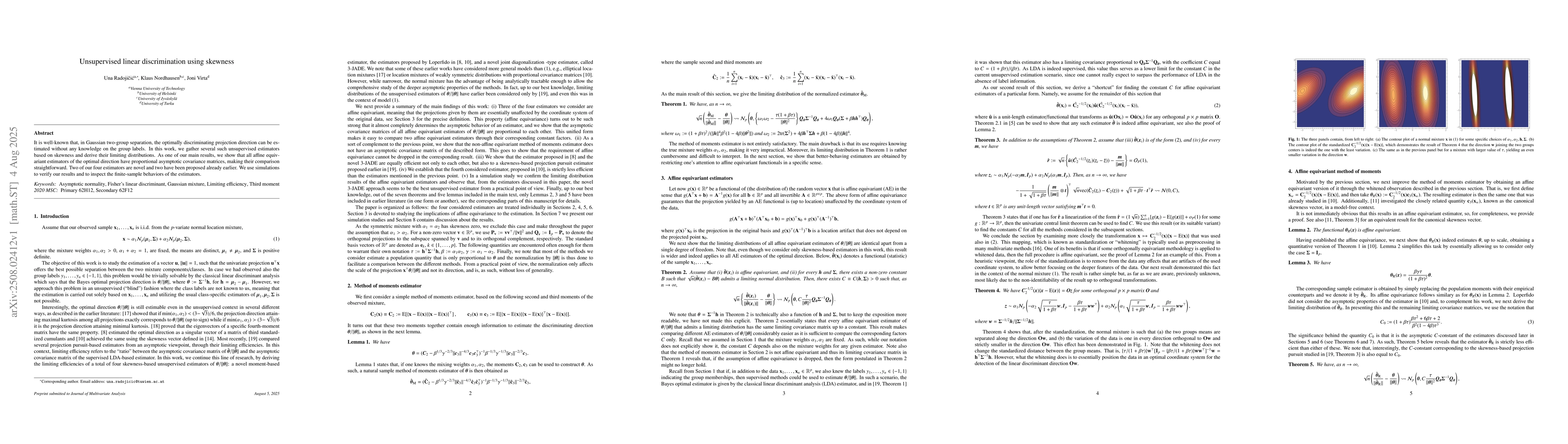 Thumbnail for Unsupervised linear discrimination using skewness