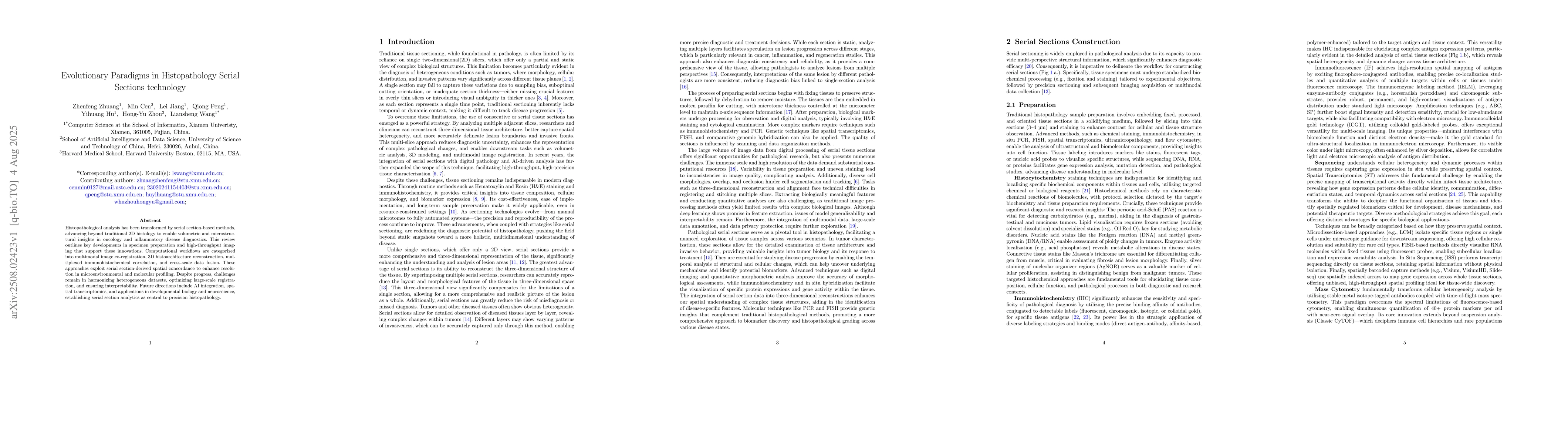 Thumbnail for Evolutionary Paradigms in Histopathology Serial Sections technology