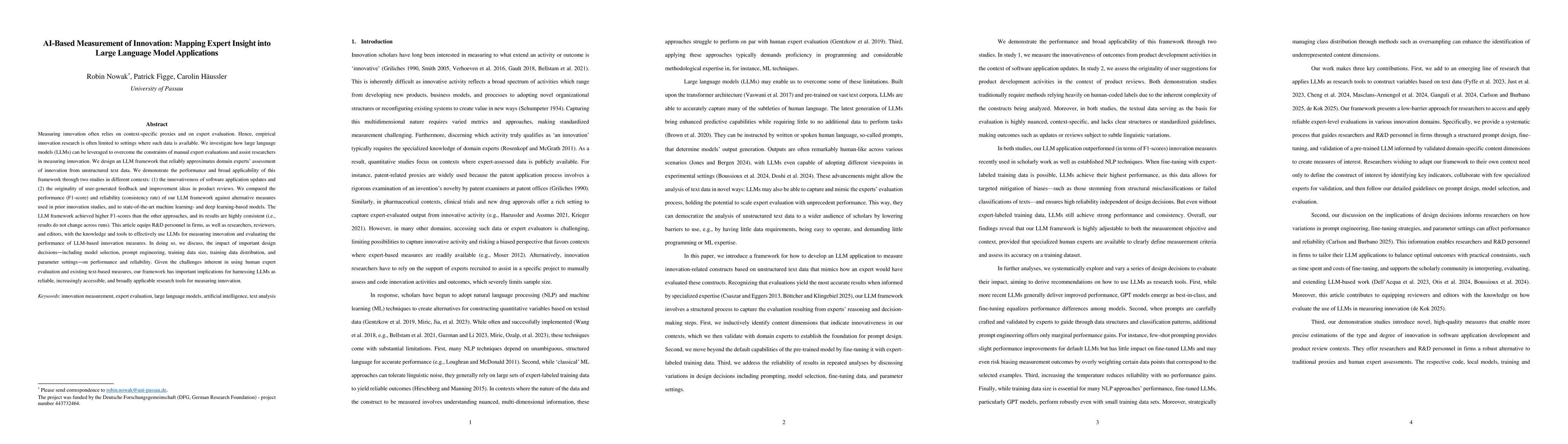 Thumbnail for AI-Based Measurement of Innovation: Mapping Expert Insight into Large
  Language Model Applications