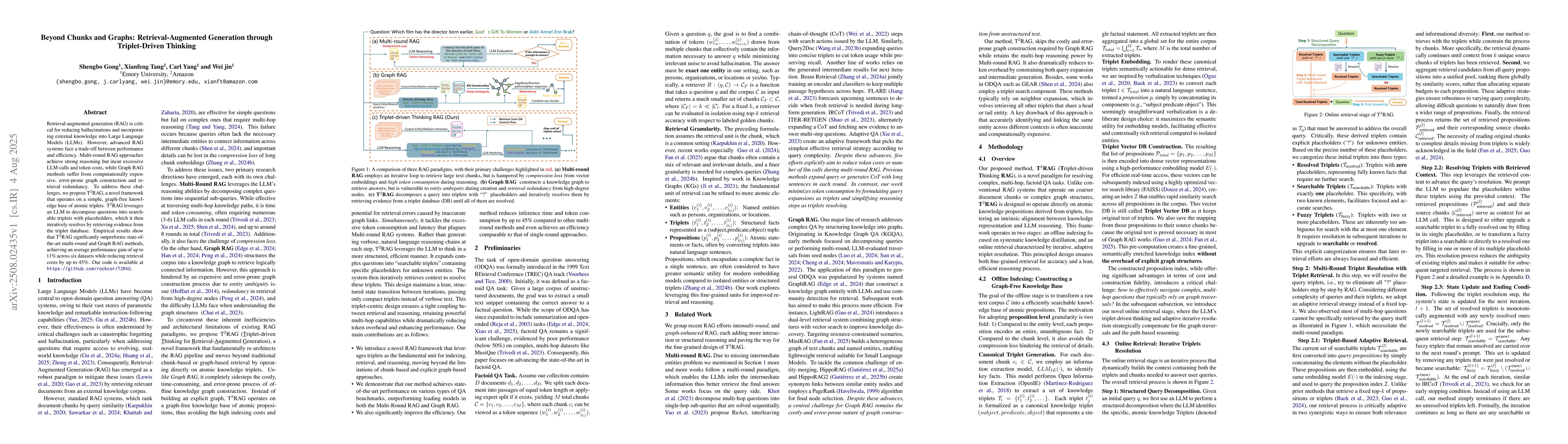 Thumbnail for Beyond Chunks and Graphs: Retrieval-Augmented Generation through
  Triplet-Driven Thinking