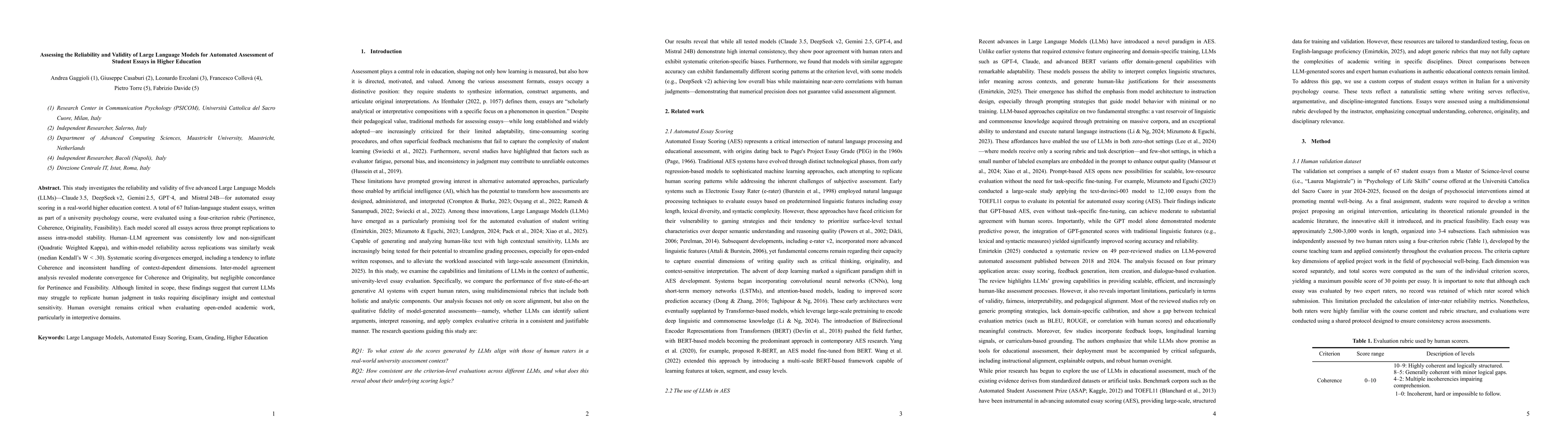 Thumbnail for Assessing the Reliability and Validity of Large Language Models for
  Automated Assessment of Student Essays in Higher Education