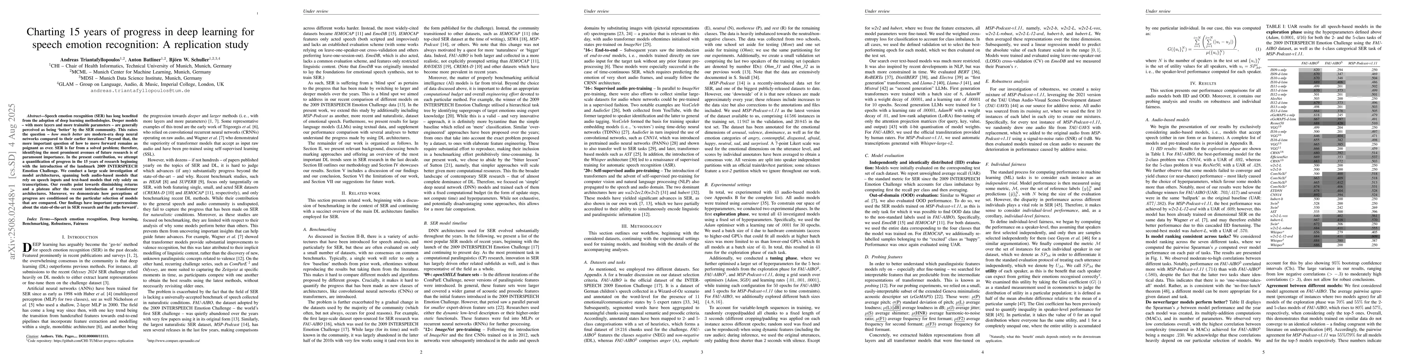 Thumbnail for Charting 15 years of progress in deep learning for speech emotion
  recognition: A replication study