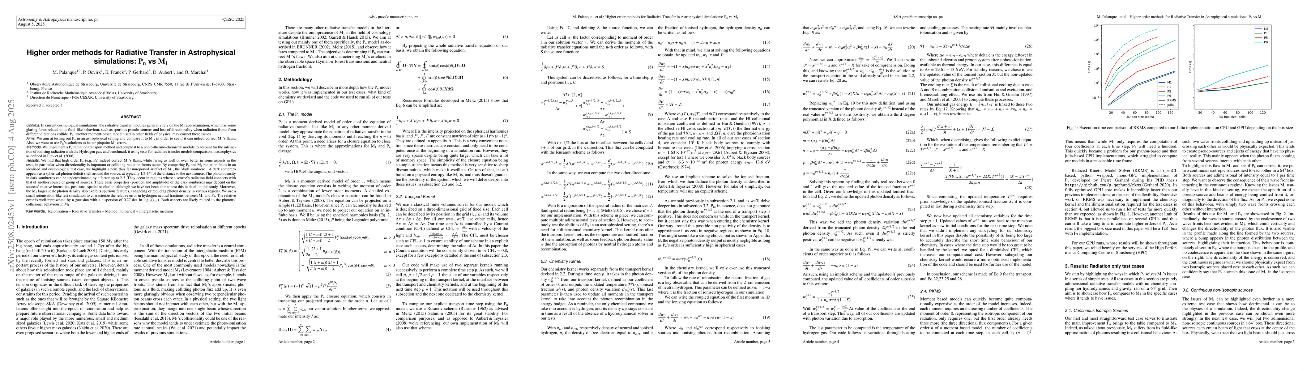 Thumbnail for Higher order methods for Radiative Transfer in Astrophysical
  simulations: $\rm P_n$ vs $\rm M_1$