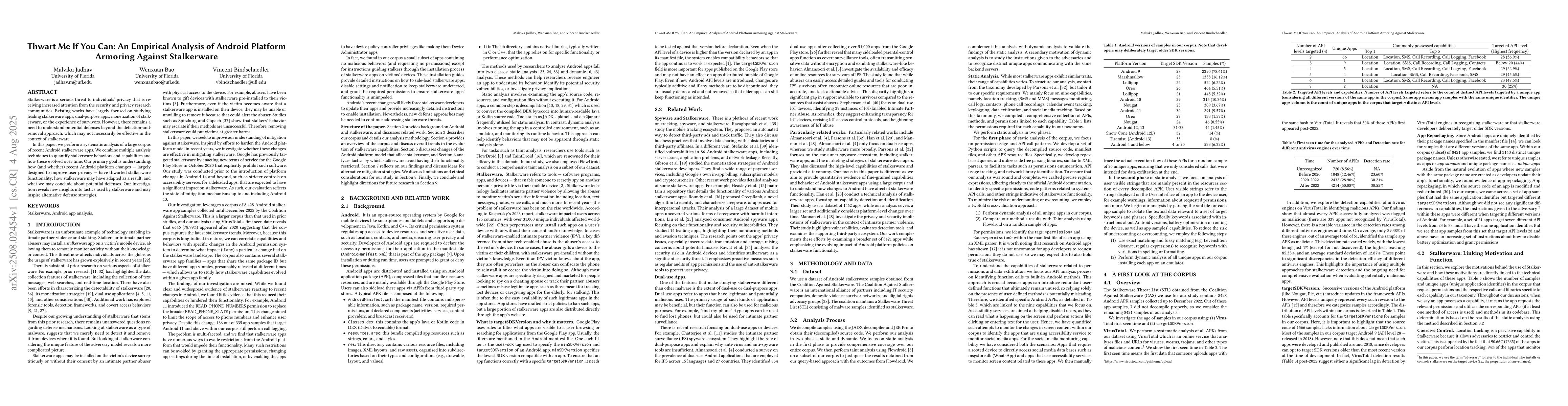 Thumbnail for Thwart Me If You Can: An Empirical Analysis of Android Platform Armoring
  Against Stalkerware