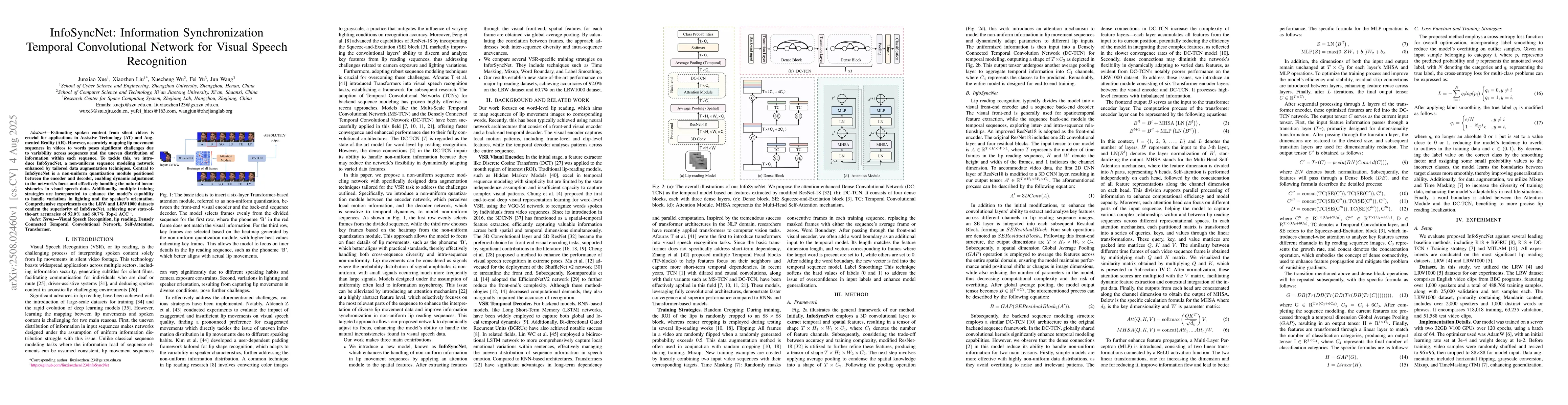 Thumbnail for InfoSyncNet: Information Synchronization Temporal Convolutional Network
  for Visual Speech Recognition