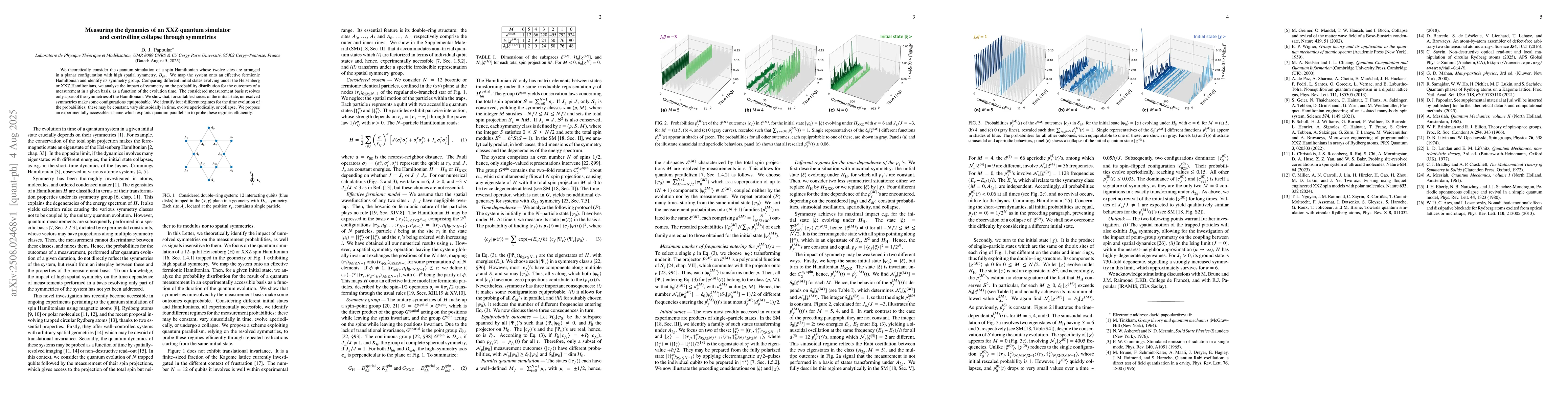 Thumbnail for Measuring the dynamics of an XXZ quantum simulator and controlling
  collapse through symmetries